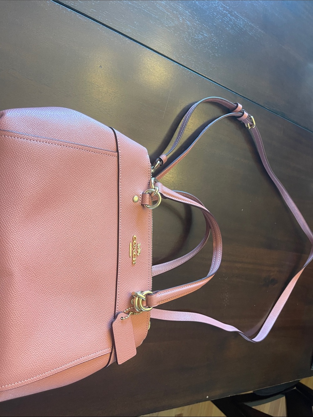 Coach Pink Leather Convertible Shoulder Bag